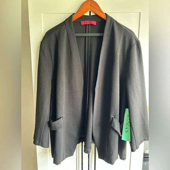 Love Scarlett Black Open Front Blazer Jacket Size 2X NWT - Picture 2 of 12